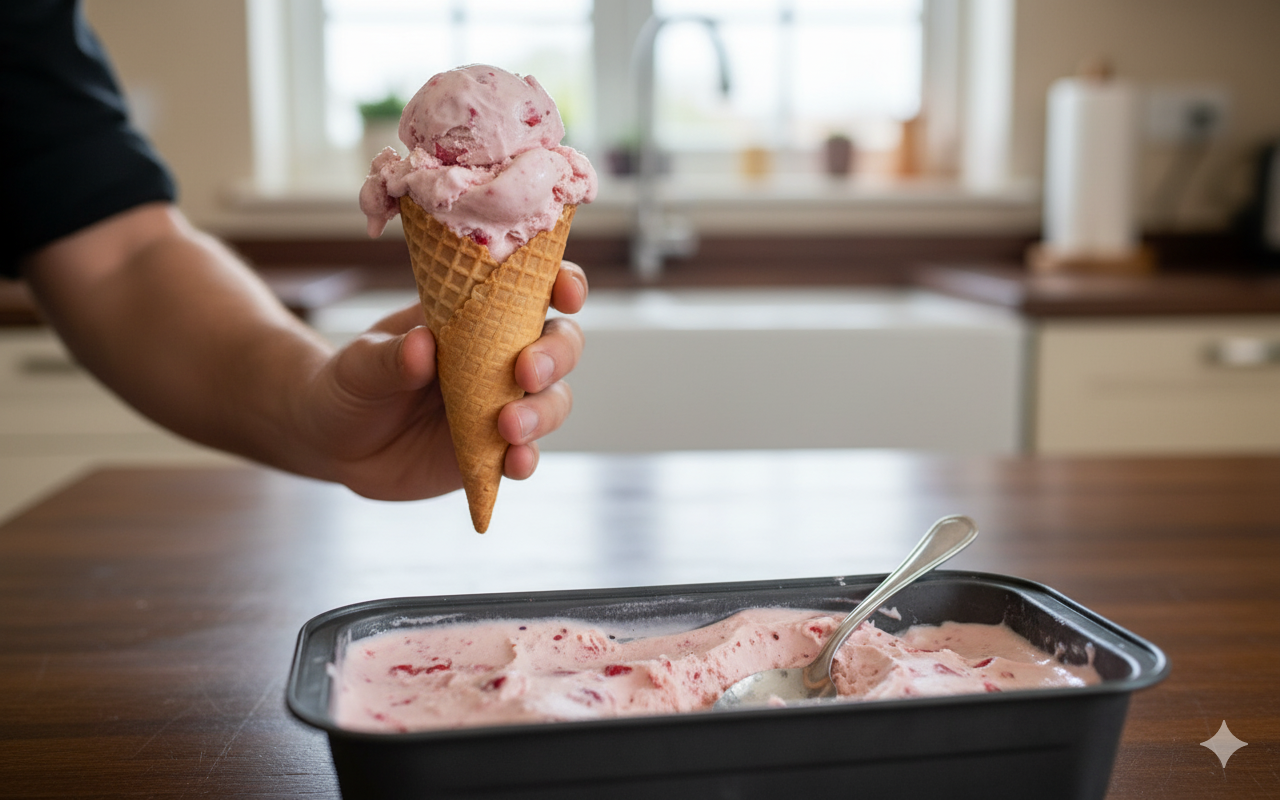 Strawberry Ice Cream | No Machine, Just Creamy Fruity Goodness
