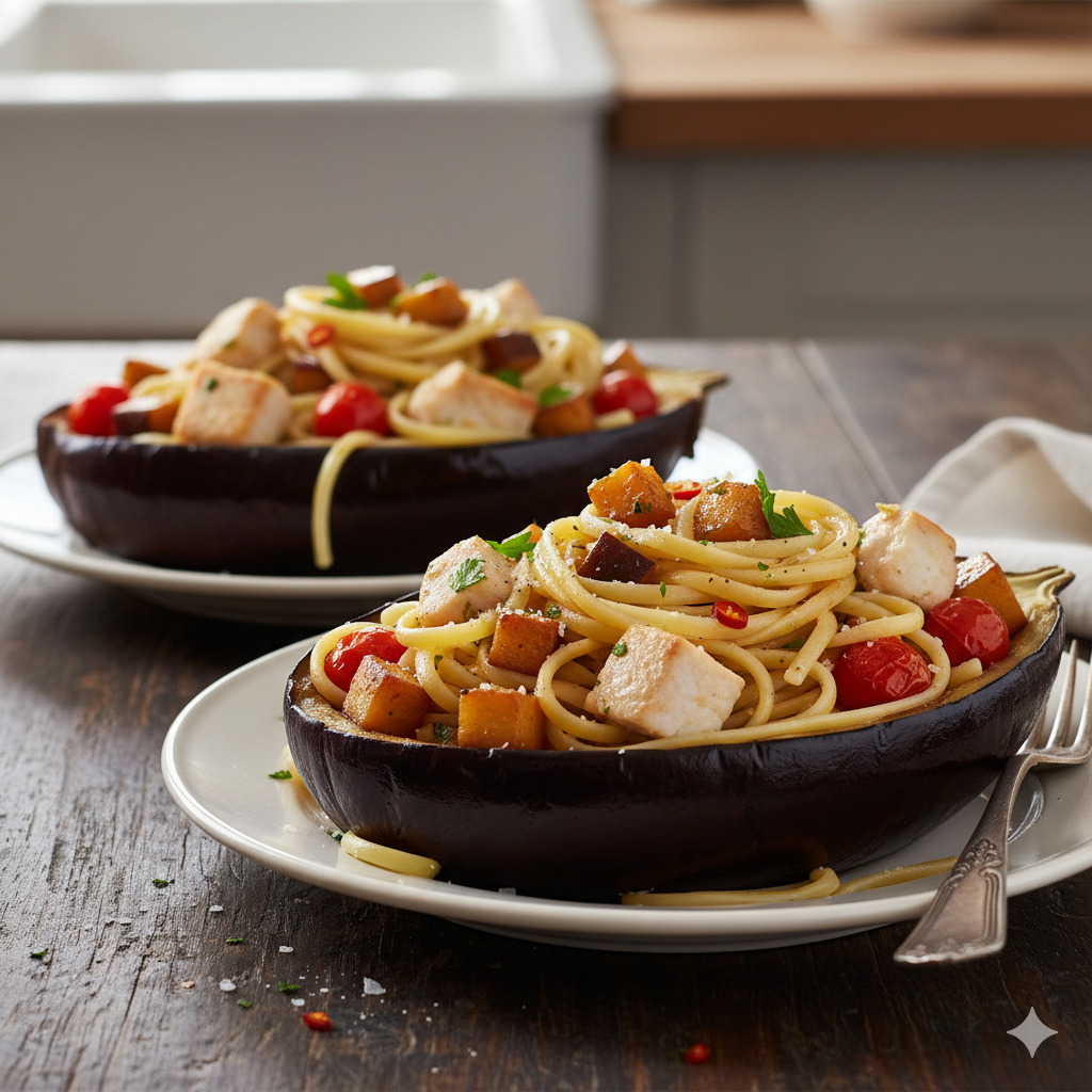 Linguine with Swordfish & Eggplant | Sicilian Coastal Pasta