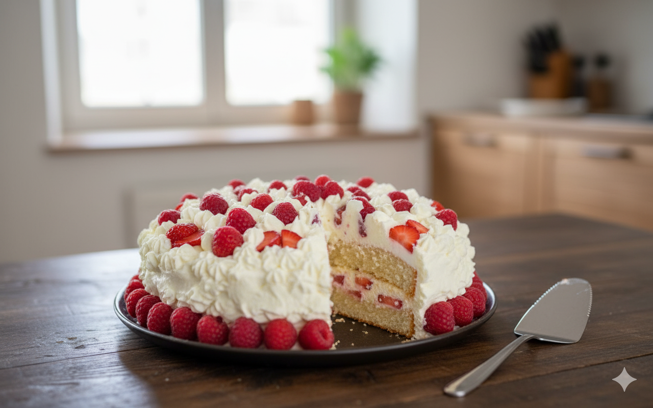 Strawberry and Cream Cake | Soft, Fresh & Timeless