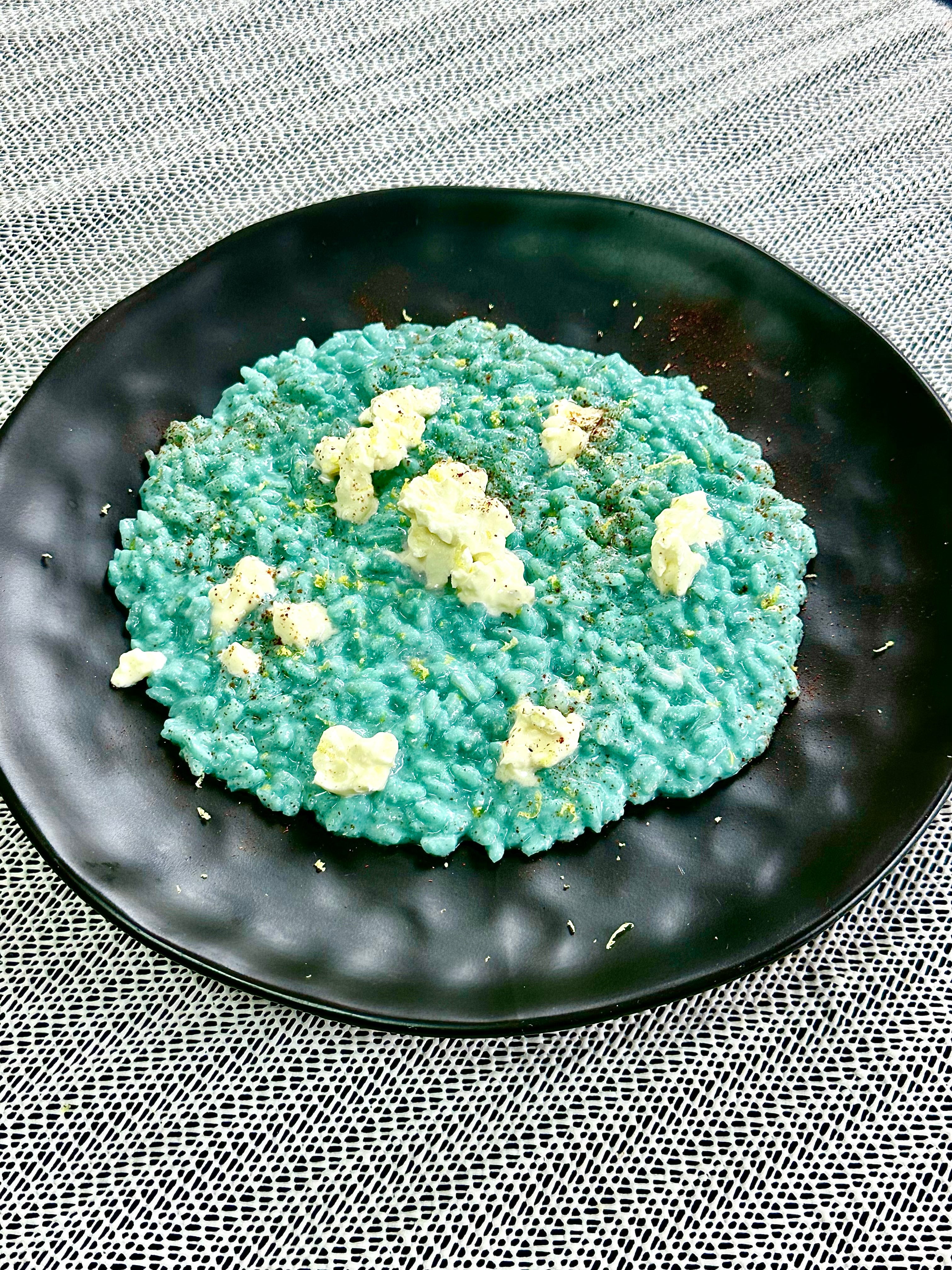 Neapolitan Blue Risotto | Inspired by Napoli Football Colors