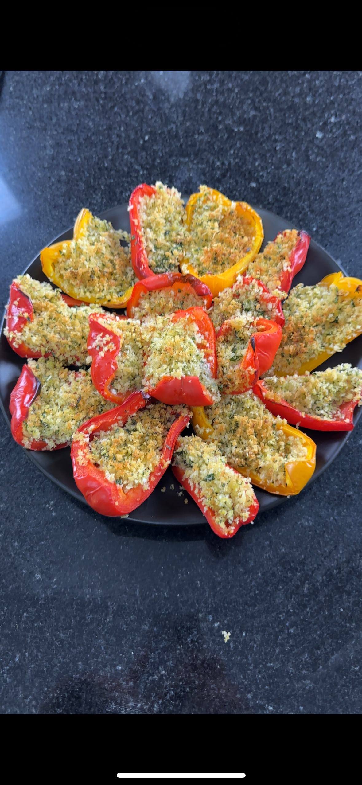 Baked Bell Peppers with Parmesan Breadcrumbs