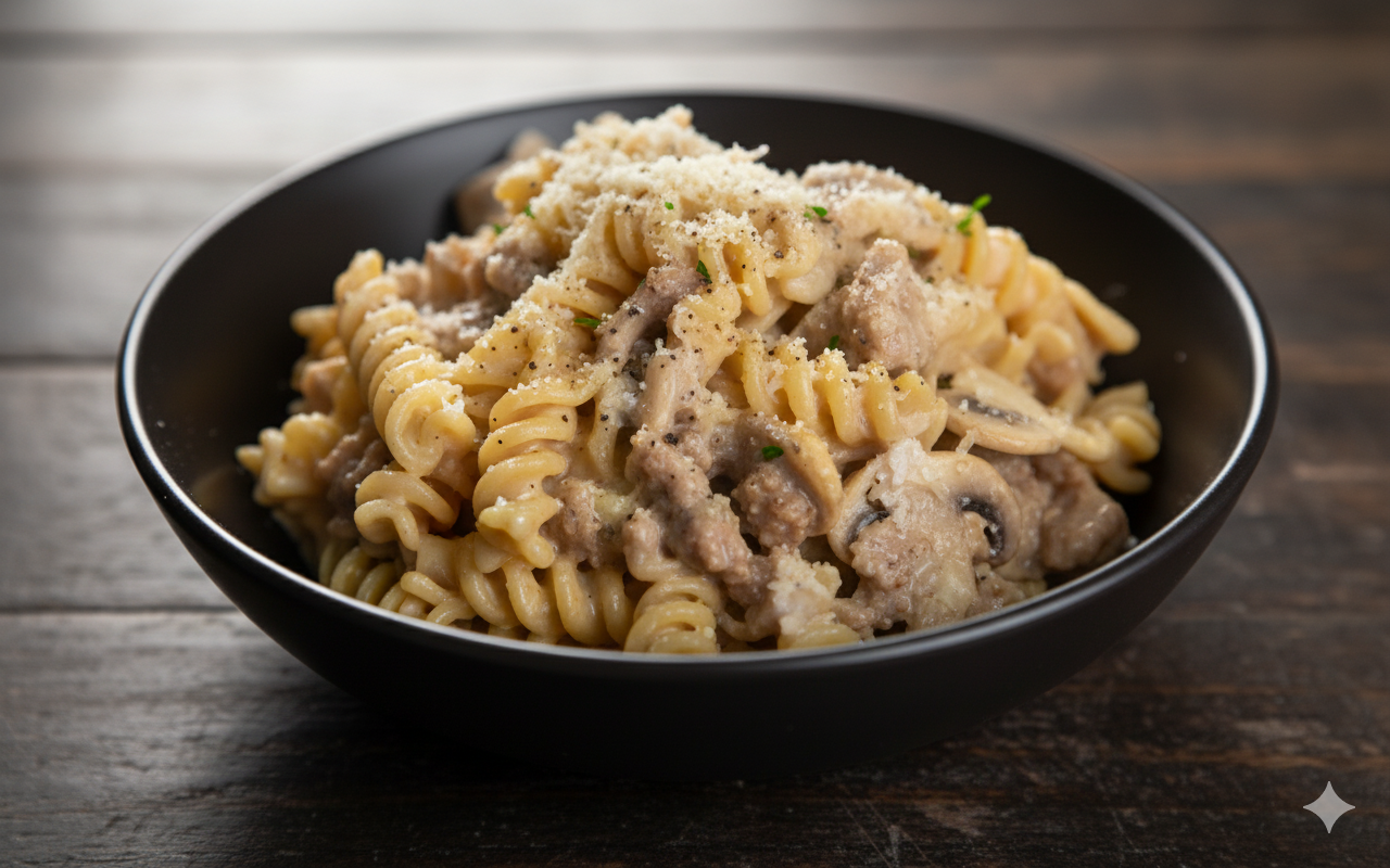 Fusilli with Sausage, Mushroom & Cream | Rich & Comforting