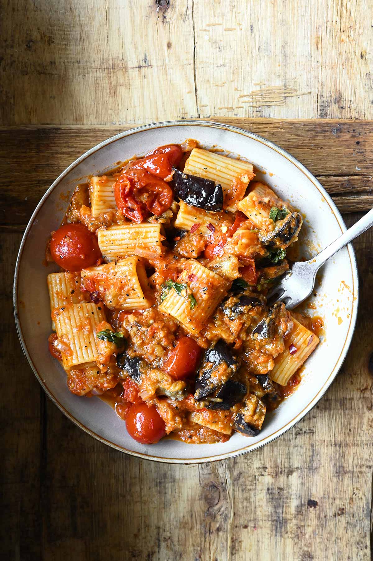 Rigatoni alla Norma | A Sicilian Classic with Eggplant, Tomato & Cheese