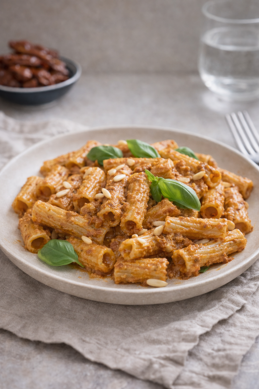 Pasta with sundried tomato pesto