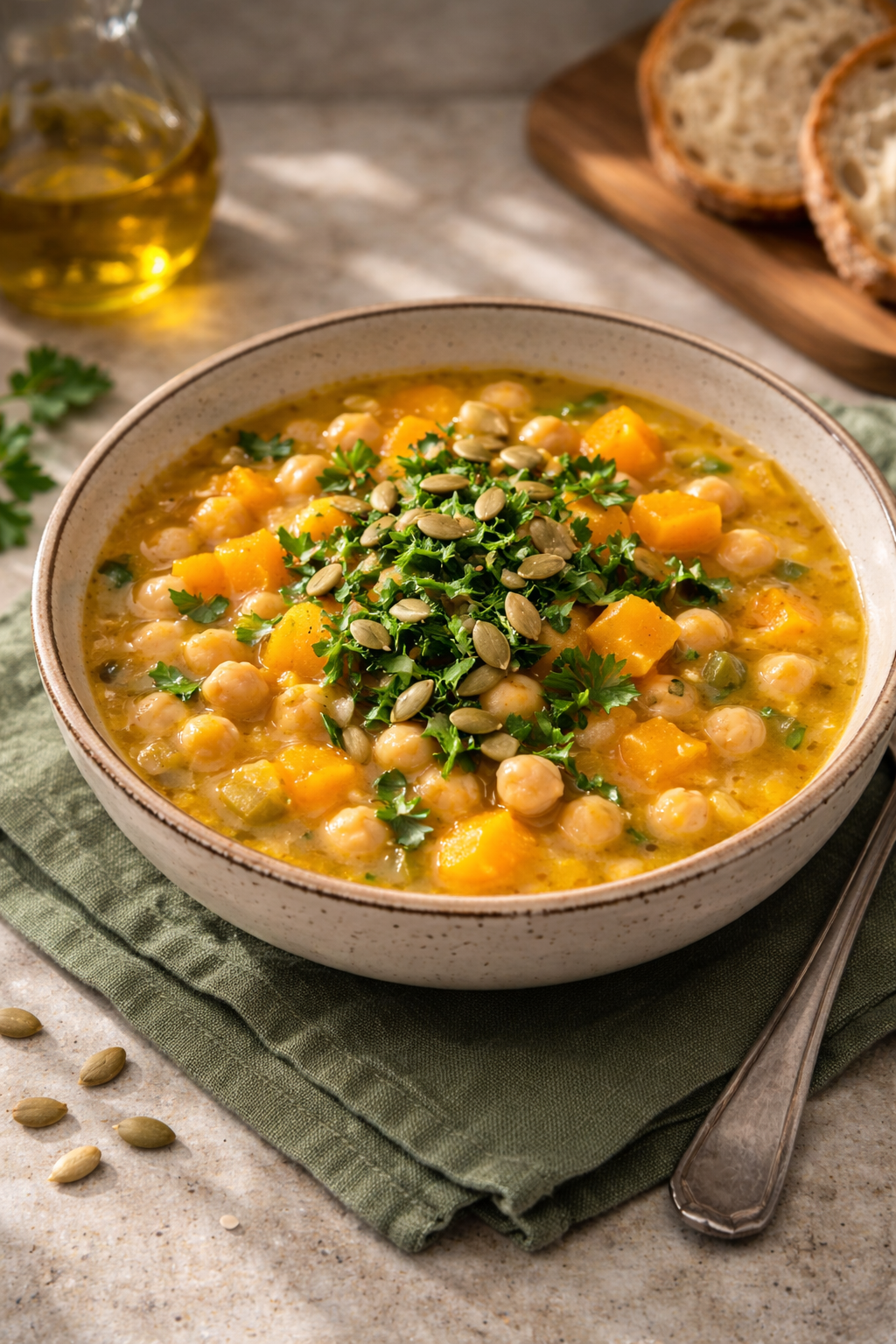 Chickpeas and pumpkin soup
