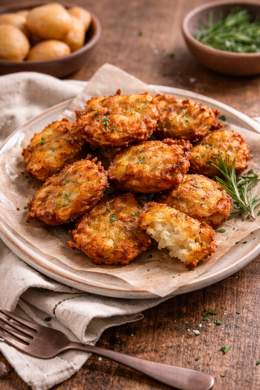 Crispy Potato Fritters Vegan )