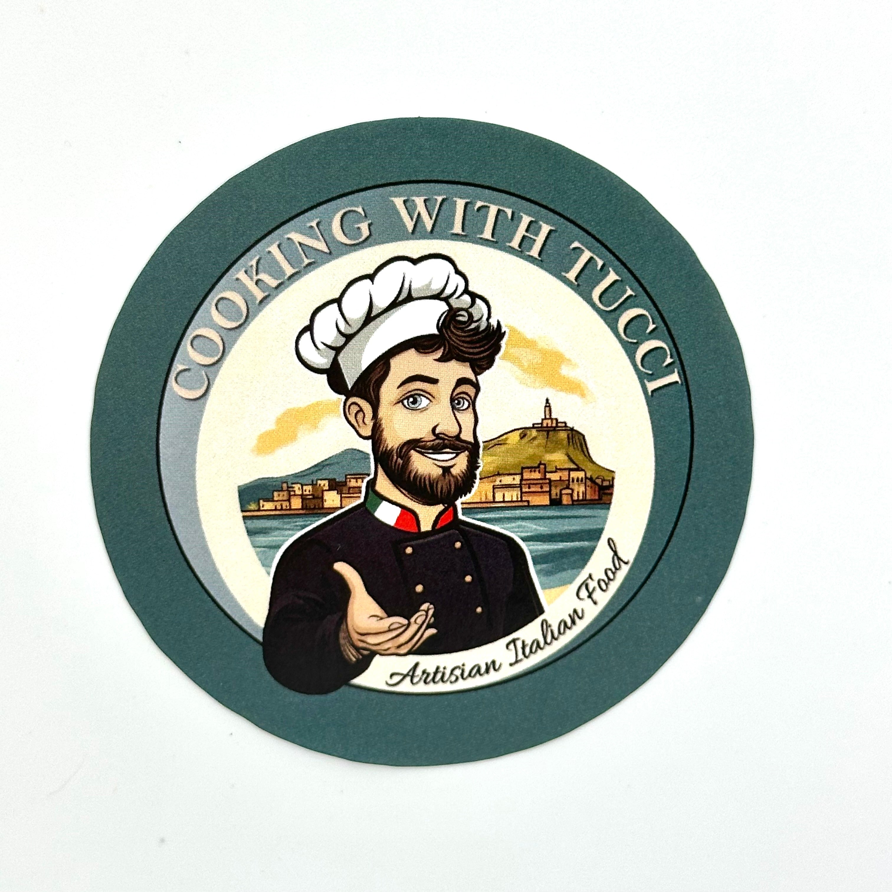 Cooking with Tucci Logo Sticker 10x